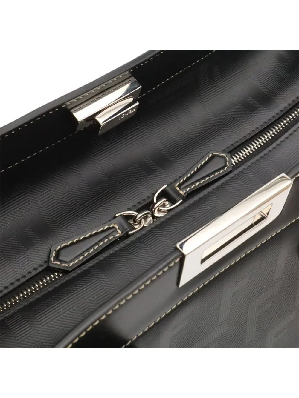 Fendi Peekaboo IC You Forty 8 Tote Large Leather Black Silver Shoulder Pouch